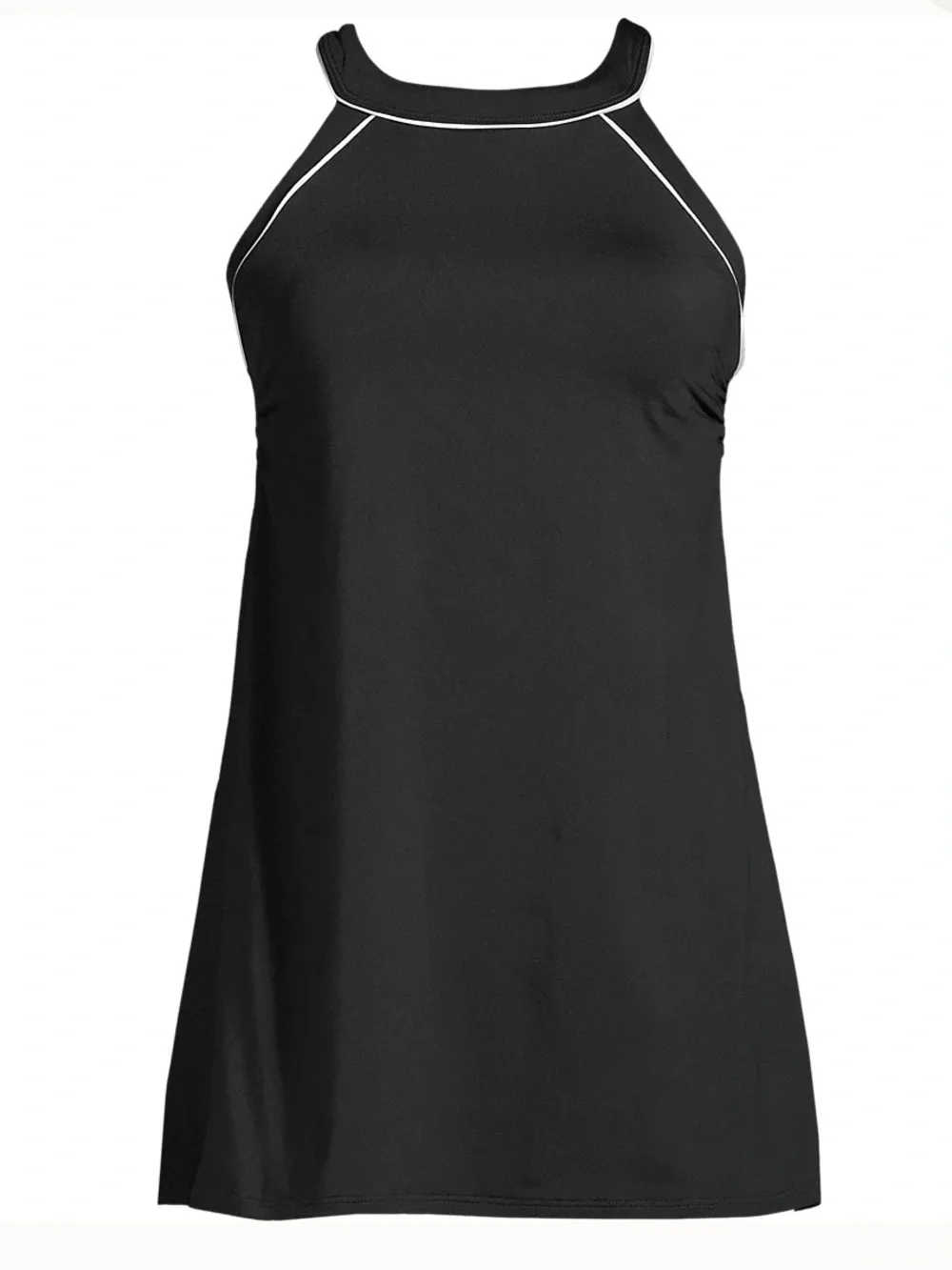 NWT Lands’ End Petite High Neck Swim Dress Swimsuit Size 12P FLAW